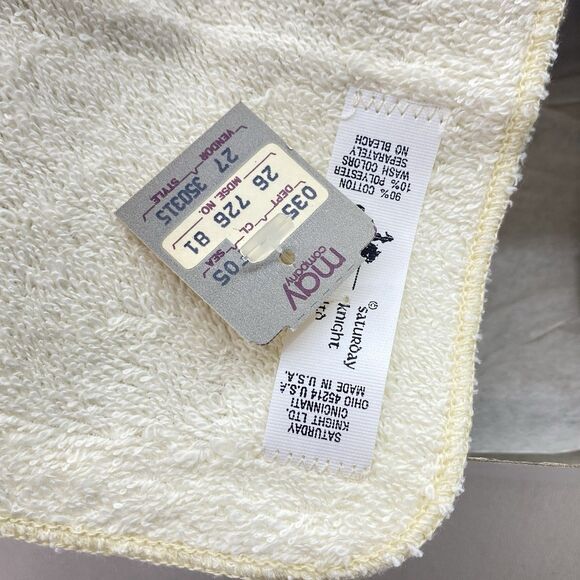 Vintage Saturday Knight Blue & Cream Floral Crochet-Trim Towel Sets of 2 New - Picture 9 of 10